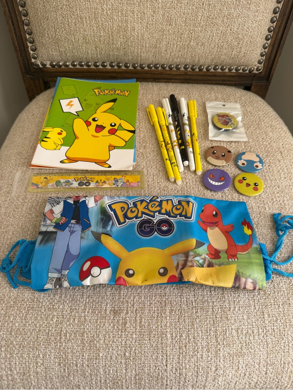 Pokémon lot of 16 items backpack included pins pens notebooks etc